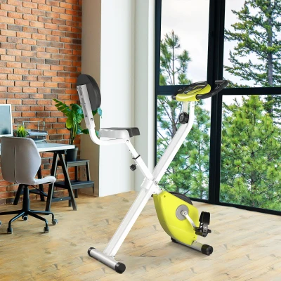 Soozier Foldable Indoor Exercise Bike, 8 Levels Resistance, Yellow