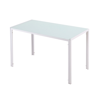 HOMCOM Rectangular Kitchen Table for 4 People, Dining Table with Tabletop Tempered Glass for Dining Room, Living Room, White