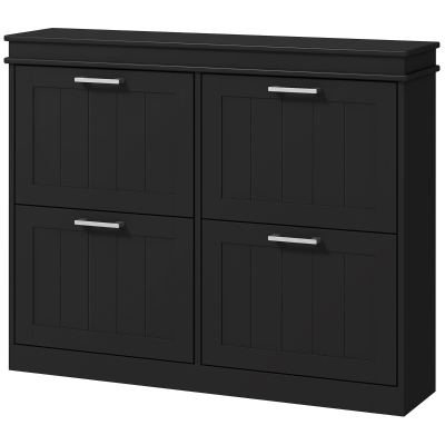 HOMCOM Shoe Storage Cabinet with 4 Flip Drawers and Adjustable Shelves, Narrow Shoe Cabinet for 20 Pairs of Shoes, Black