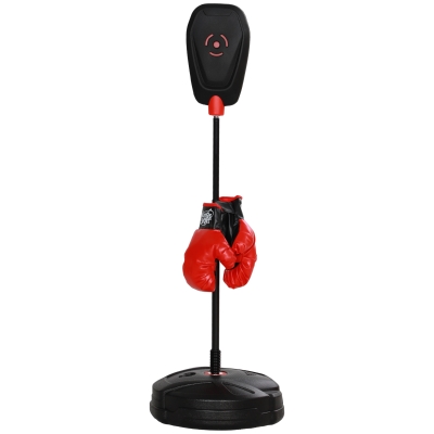 Kids Boxing Punchbag Set 13.4" Dia. x 34.6" -48.8" H Black