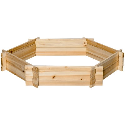 Outsunny 39" x 36" Screwless Hexagon Planter Box, Raised Garden Bed, Herb Garden for Vegetables, Flowers, Natural