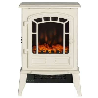 HOMCOM Electric Fireplace Heater, Freestanding Stove, 750W/1500W, Beige