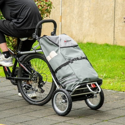 Soozier Bike Trailer, Bicycle Cargo Trailer with 12" Wheels, Reflective Strips, Outdoor Wagon Carrier with Aluminum Frame