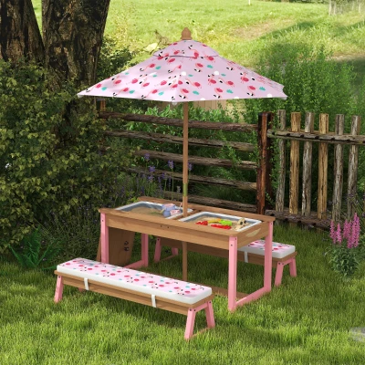 Kids Garden Table and Chair Set 35" W x 16.7" D x 19.7" H Pink