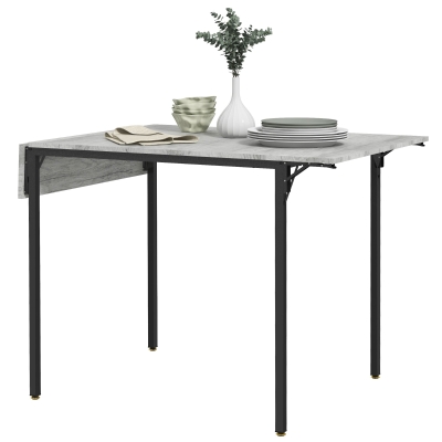 HOMCOM Drop Leaf Folding Dining Table for Small Space, Extendable Kitchen Table for 2 to 4 People, Grey