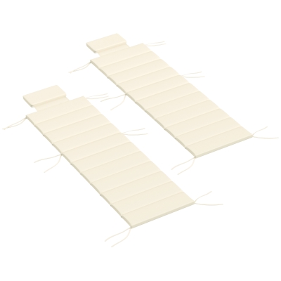 Lounge Chair Cushion Set of 2 80" x 26" x 1.2" Cream White