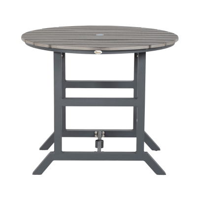 Outsunny Round Aluminum Patio Table for 4, Umbrella Hole, Dark Gray