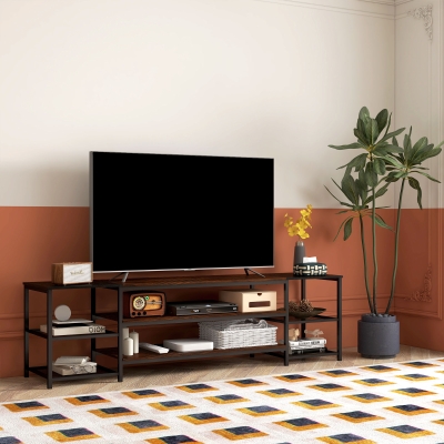 HOMCOM Industrial TV Cabinet, TV Stand for TVs Up to 80" with Storage Shelf and Steel Frame