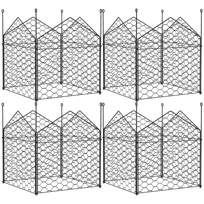 Outsunny 4 Pack Plant Cages, 12" x 14" Metal Cloches, Black