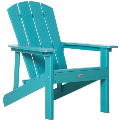 Outsunny Adirondack Chair, Weather Resistant Outdoor Patio Chair, Turquoise
