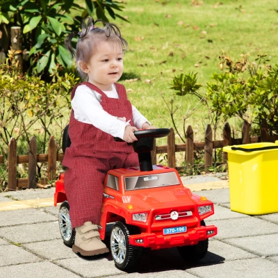 Aosom Kids Ride-On Push Car, SUV Style with Music & Storage, Red