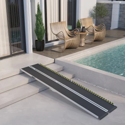 HOMCOM 10FT Aluminum Wheelchair Ramp, Non-Slip, 600lbs Capacity