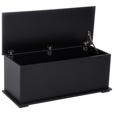 HOMCOM 39.5" Storage Chest with 2 Safety Hinges, Storage Box Organizer with Flip-Top Lid, Entryway Storage Bench, Black
