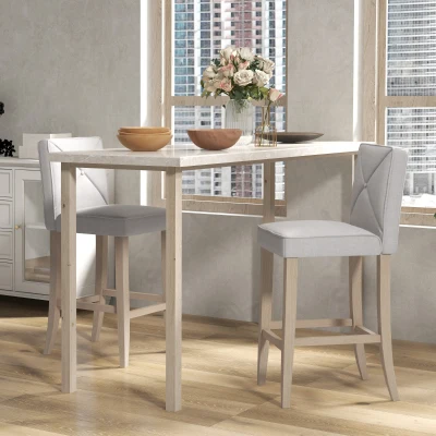 HOMCOM Bar Stools Set of 2, Upholstered Kitchen Stools, Beige
