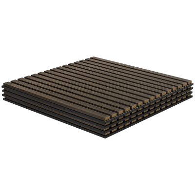 HOMCOM 24"x24" Wood Acoustic Wall Panels, 4 Pack, Brown