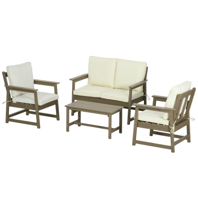 Outsunny HDPE Patio Furniture Set, 45"x27.5"x31.5", Cream White