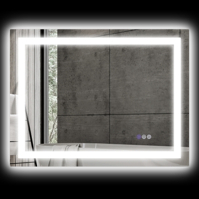 HOMCOM 32"x24" LED Bathroom Mirror, Dimmable, Anti-Fog, Backlit/Front Lit