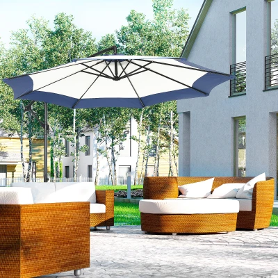 Outsunny 10FT Cantilever Umbrella, Navy Blue Patio Umbrella