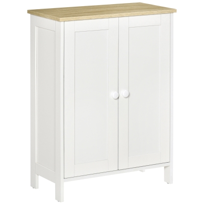 HOMCOM Storage Cabinet with Doors, Cupboard Organization with 2 Adjustable Shelves, Storage Solution for Living Room, Bathroom
