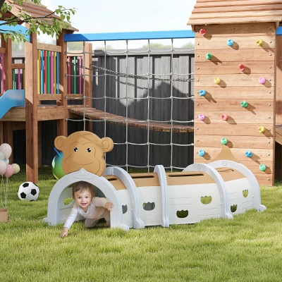 Kids Play Tunnel 76.4" L x 34.6" W x 35" H Brown