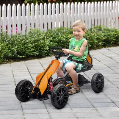 Aosom 12V Electric Go Kart for Kids, Adjustable Speed, Orange