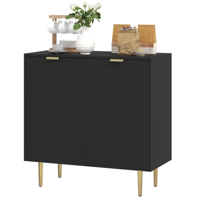 HOMCOM Modern Kitchen Storage Cabinet, Sideboard Buffet Cabinet with Adjustable Shelves and Metal Legs for Kitchen, Black