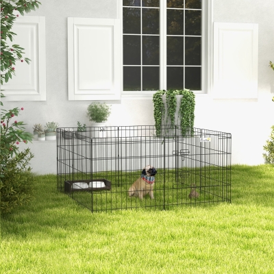 PawHut 24inch Foldable Metal Exercise Pet Playpen Yard Dog Puppy Kennel Cage 8 Panel