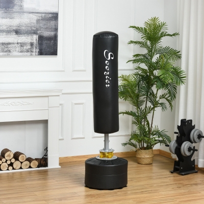Soozier Freestanding Boxing Punch Bag Stand, Height Adjustable, with Fillable Base, Absorption Springs, Suction Cups