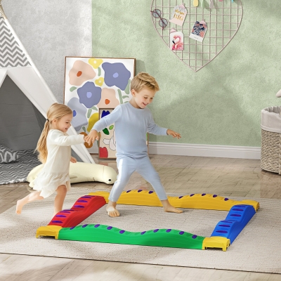 Qaba 12PCs Balance Beam with Non-Slip Foot Pads for 3-8 Years
