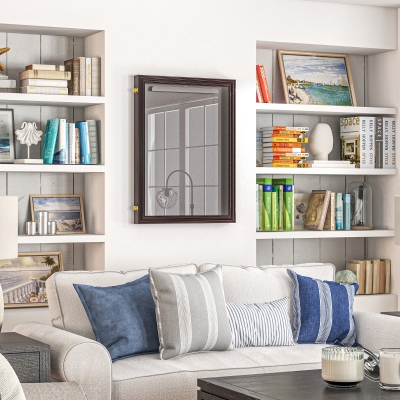 HOMCOM 24" x 32" Hockey Jersey Frame, Jersey Shadow Box for Basketball, Football, Baseball, Brown