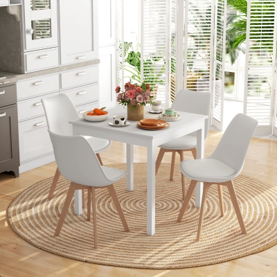 HOMCOM Modern Dining Table Chairs Set of 4, Rubber Wood Kitchen Table Chairs with PU Leather Cushion for Living Room, Bedroom