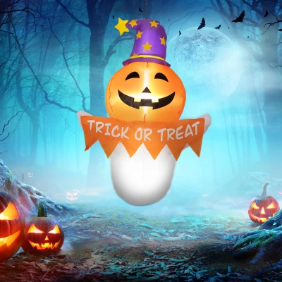 Outsunny 3.4ft Inflatable Halloween Ghost, LED Display
