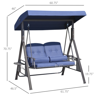 younana Outsunny 2-Person Patio Swing Bench , Dark Blue | Aosom.com