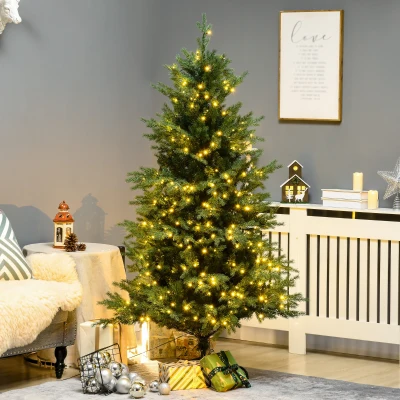 HOMCOM 6' Prelit Artificial Christmas Tree with LED Lights, 8 Modes