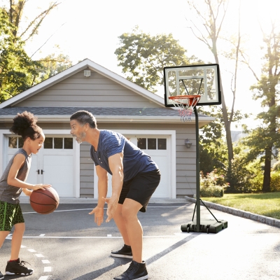 Soozier Portable Basketball Hoop Stand with Wheels, Height Adjustable 8FT-10FT for Outdoor Use, Black