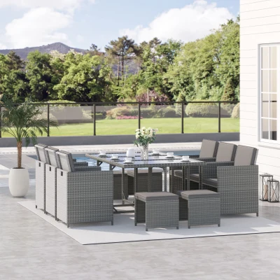 Rattan  Furniture Set 65.25"x43"x28.25" Dark Grey