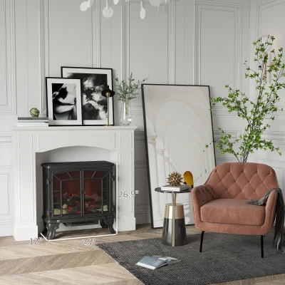 HOMCOM Modern Fireplace Mantel with Decorative Pattern, 29" White