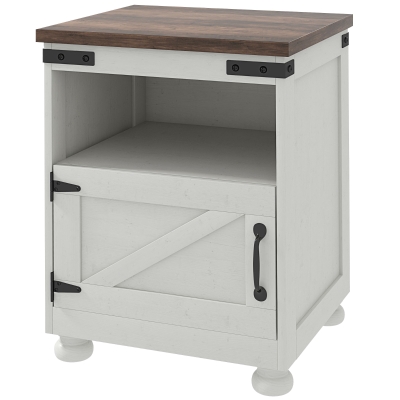 HOMCOM Side Table with Storage, Shelf & Cupboard, White