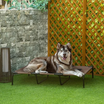 PawHut 48" Elevated Dog Bed, Portable Metal Frame, Tan