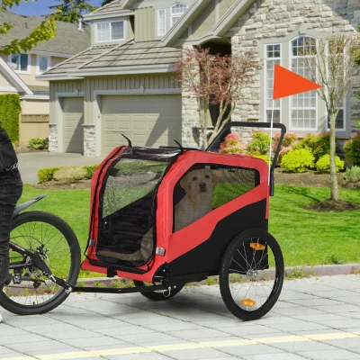 Aosom 2-in-1 Dog Bike Trailer, Red Pet Stroller Carrier