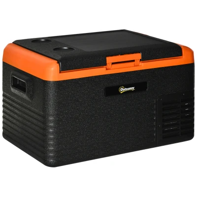 Outsunny 32 Quart Car Fridge, Portable Freezer, Electric Cooler Box with 12/24V DC and 100-240V AC for Camping, Driving, Picnic