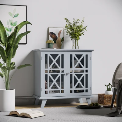 HOMCOM Sideboard Buffet Cabinet, Gray Kitchen Storage