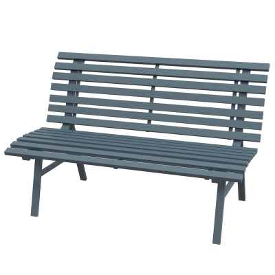 Outsunny Outdoor Aluminum Park Bench, Lightweight Slatted Seat, Blue