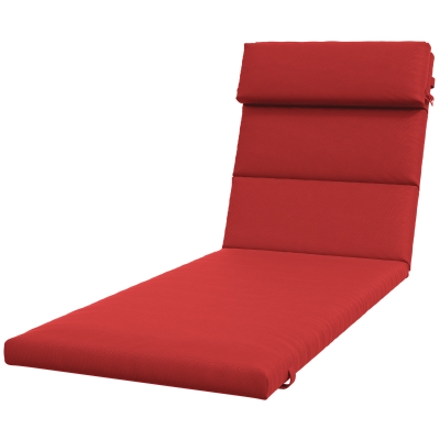 Outsunny Patio Chaise Lounge Chair Cushion Replacement Sun Lounger Pads with Headrest and Ties, Wine Red