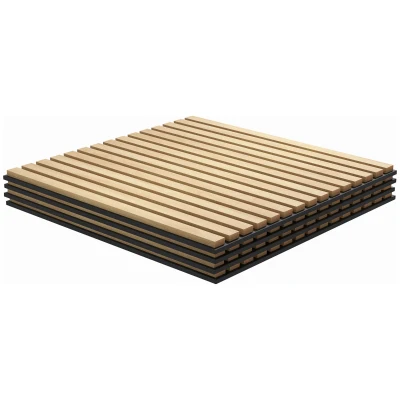 HOMCOM 24"x24" Wood Panels for Wall, 4 Pack Acoustic Panels, Sound Absorbing Slat Wall For Interior Wall Decor, Home, Oak