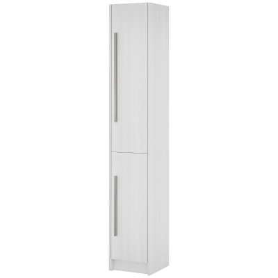 HOMCOM Freestanding Tall Bathroom Storage Cabinet with Adjustable Shelves, Bathroom Organizer, White Wood Grain