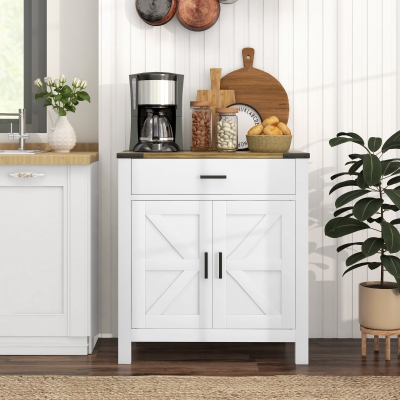 HOMCOM Sideboard Buffet Cabinet, Farmhouse Kitchen Storage Cabinet w/ Drawer and Shelf for Living Room, Entryway