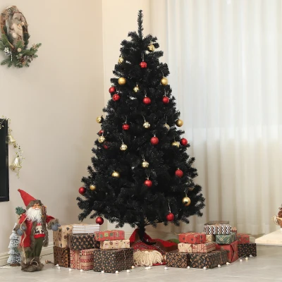 HOMCOM 6ft Unlit Black Christmas Tree, 1000 Branch Tips