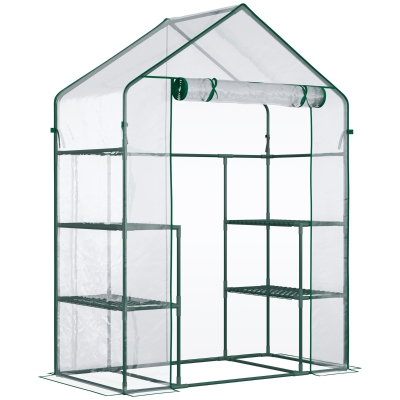 Outsunny 5' Mini Walk-in Greenhouse Kit with 3 Tiers, Clear