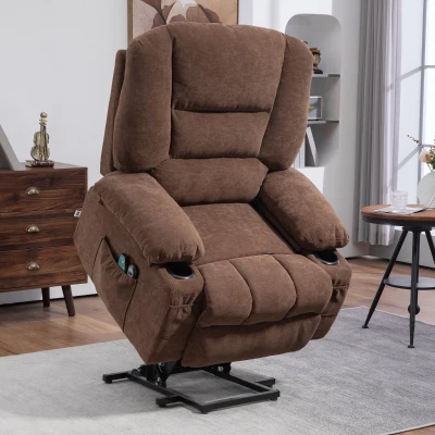 HOMCOM Power Lift Recliner Chair with Massage, Heat, Pockets, Brown